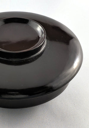 Chic, low-slung minamalist Japanese lacquerware bowl in dark Aubergine at Zenbu Home