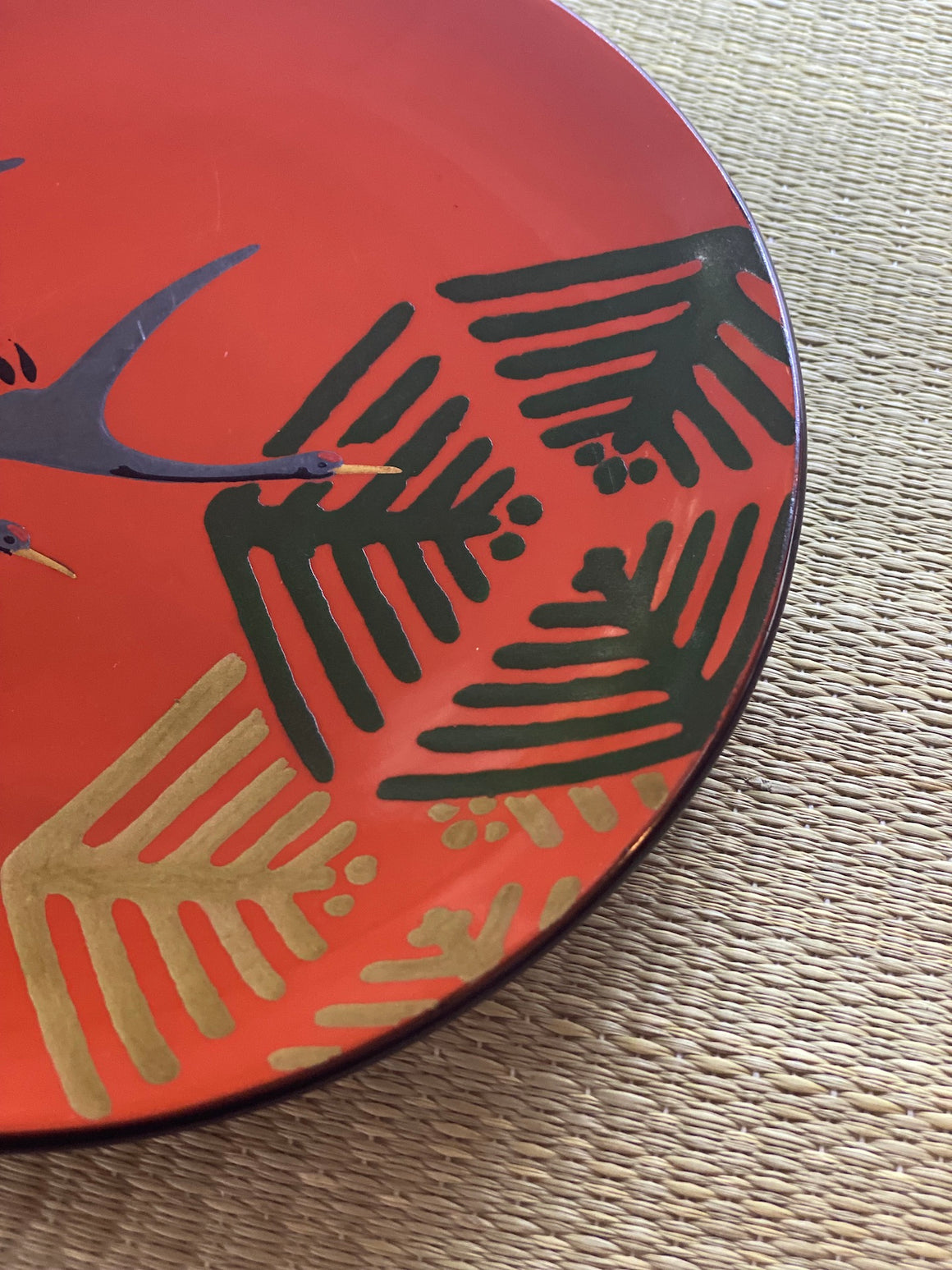 Vintage Lacquerware Crane Plate