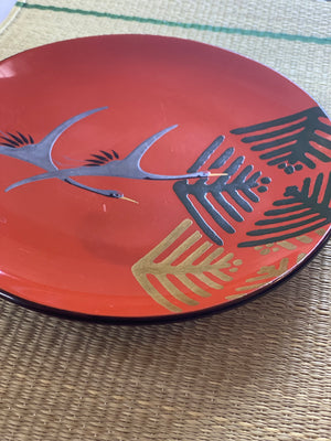 Vintage Lacquerware Crane Plate