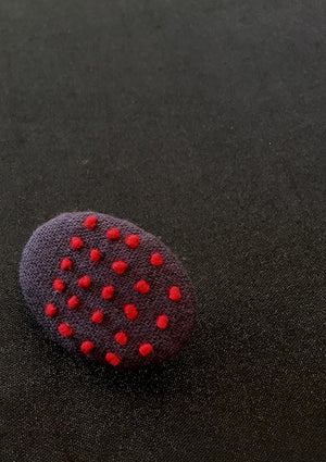 Stitches in dots brooch designed and handmade in Kyoto Japan