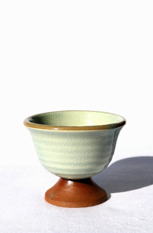 Zenbu Home 'Bikkuri' Sake Cup Kyoto ceramic bajouhai green crackle glaze Japanese Design Buy