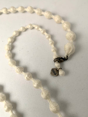 Silk beaded necklace - off white