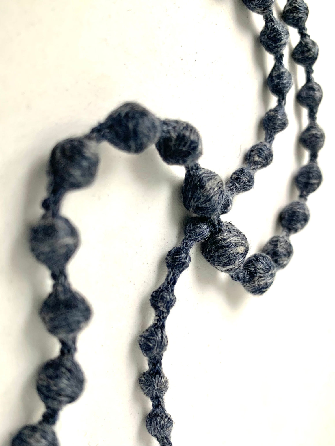 Silk beaded necklace - indigo/ grey