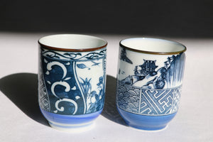 Zenbu Home 'Gokyodai' vintage blue white pattern ceramic cup Japanese Design Buy