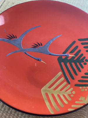 Vintage Lacquerware Crane Plate