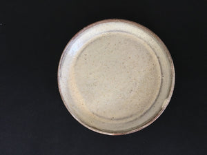 Japanese ceramic, lipped plate speckled, creamy beige at Zenbu Home