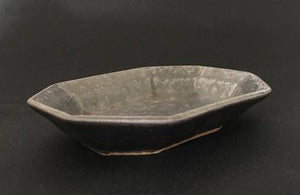 Hand-made Japanese pottery plate in charcoal and chocolate tones from Zenbu Home