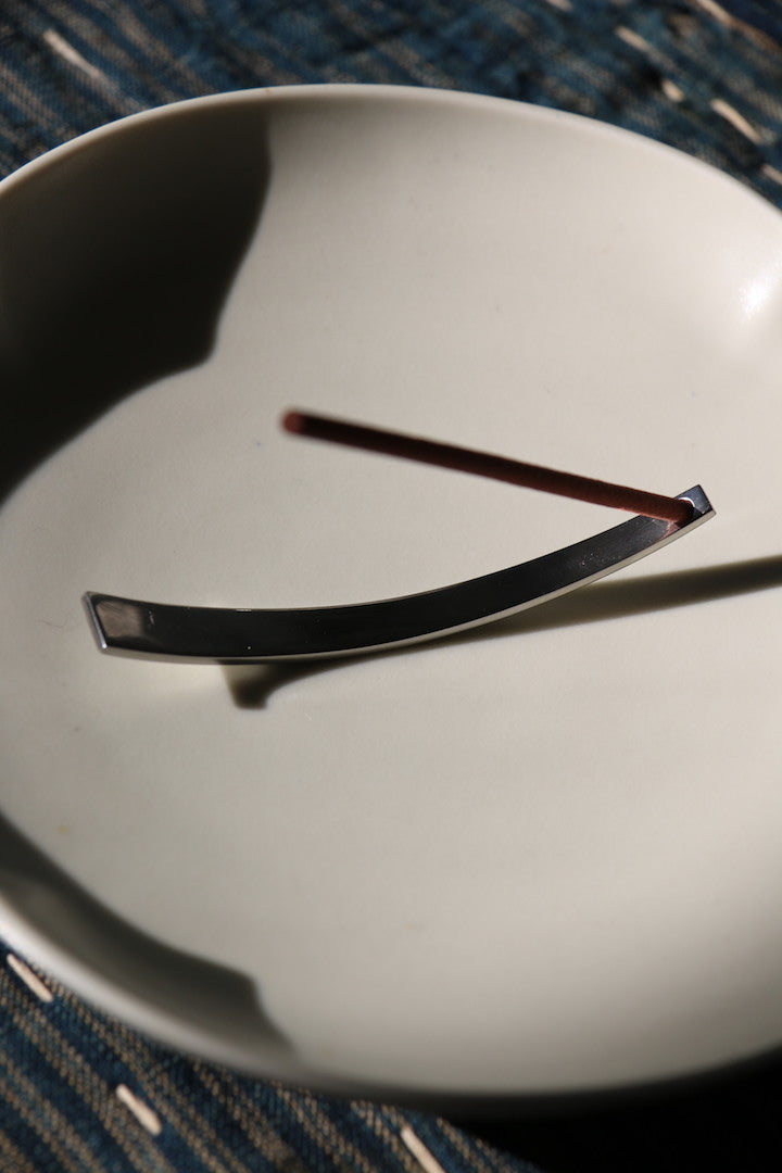 Sleek and slender stainless steel Japanese incense burner from Kyoto