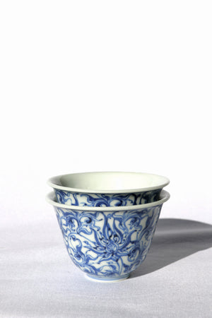 Zenbu Home 'Futari Tomodachi' Two Friends Tea Cups Fine Blue White Flowers chawan Japanese design Buy